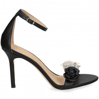 SANDALIA GILDA FLORES NEGRO+BLANCO 001 BLACK/WHITE