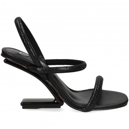 SANDALIA 2 TIRAS STRASS NEGRO NERO