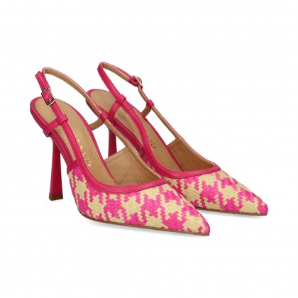 S/TALON TRENZADO BEIGE+FUCSIA