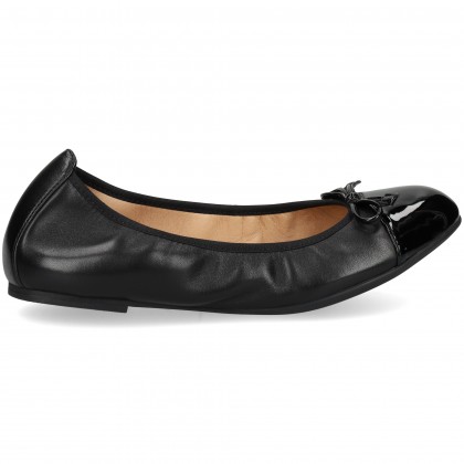 BAILARINA CHANEL LAZO CHAROL+PIEL NEGRO BLACK