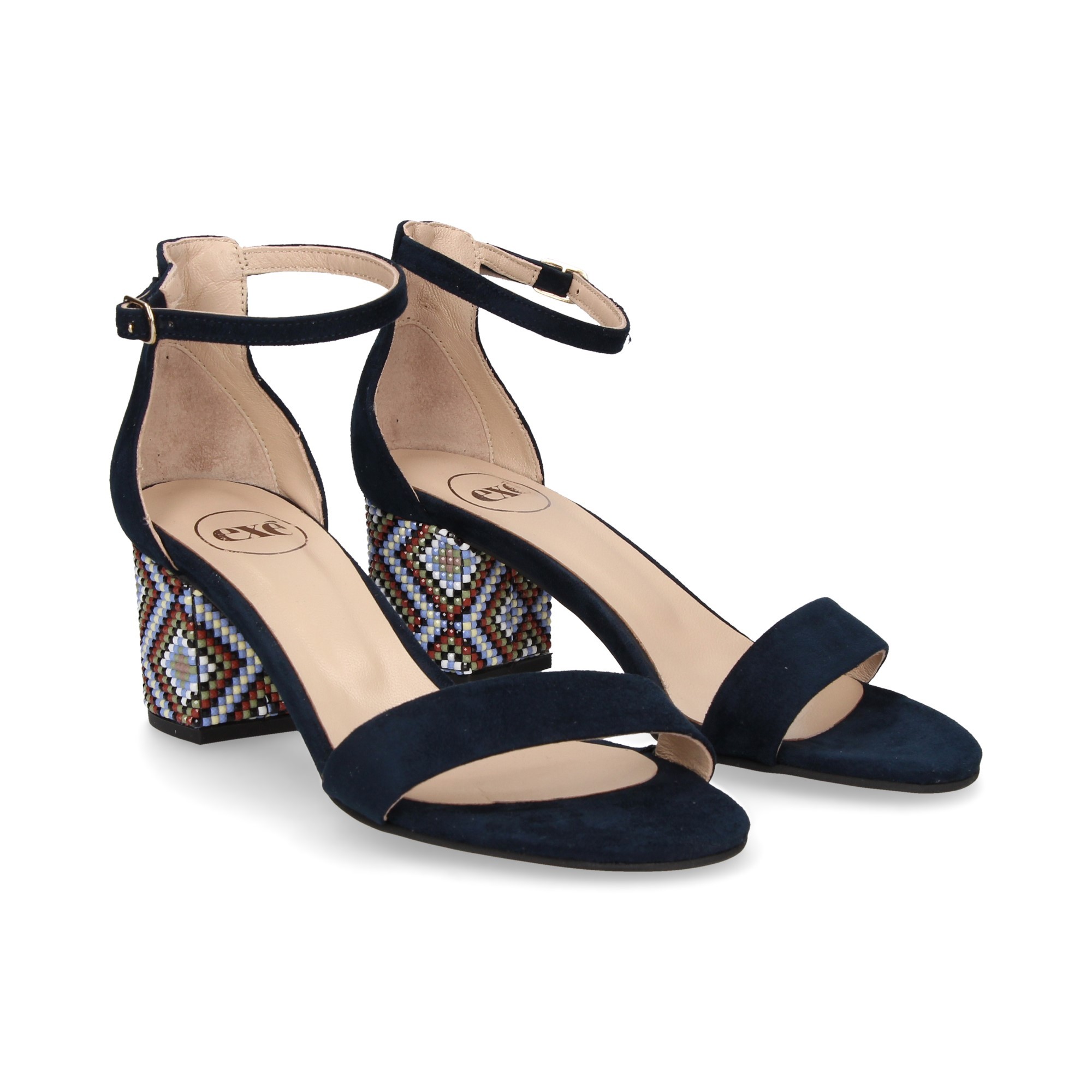 GILDA SANDAL ETHNIC HEEL SUÈDE SUÈDE BLEU