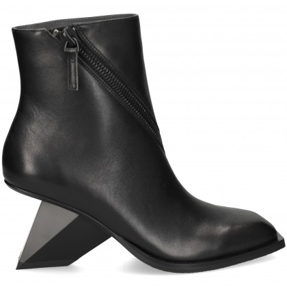BOTIN CREMALLERA DIAGONAL PIEL NEGRO