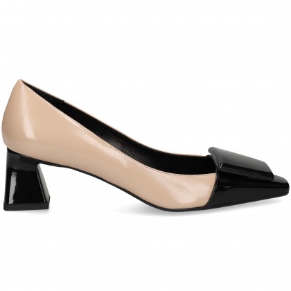 SALON CHAPON PIEL NEGRO+BEIGE SABLE