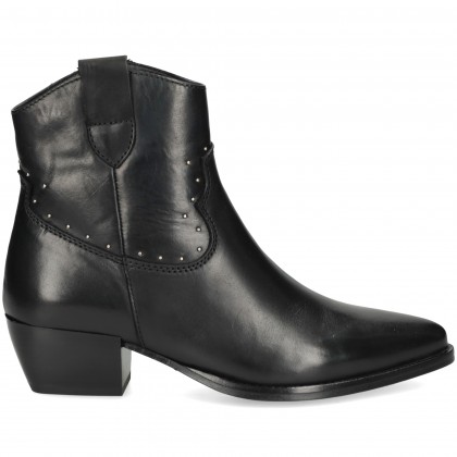 BOTIN COWBOY FINAS TACHAS PIEL NEGRO SCHWARZ