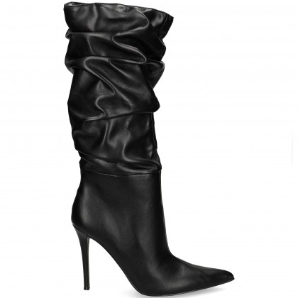 MEDIA BOTA FRUNCIDA PIEL NEGRO SCHWARZ