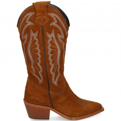 BORIN COWBOY BORDADO ANTE CUERO COGNAC OSCURO