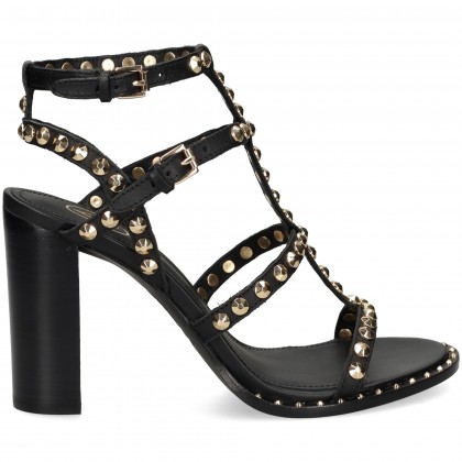 SANDALIA BEBE TACHAS ORO+NEGRO 001 BLACK