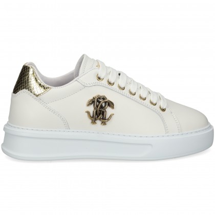 DEPORTIVO TALON REPTIL ORO PIEL BLANCO
