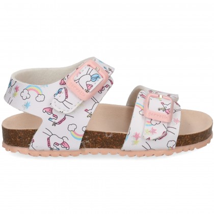 SANDALIA PRINT 2 HEBILLAS MULTI BLANCO