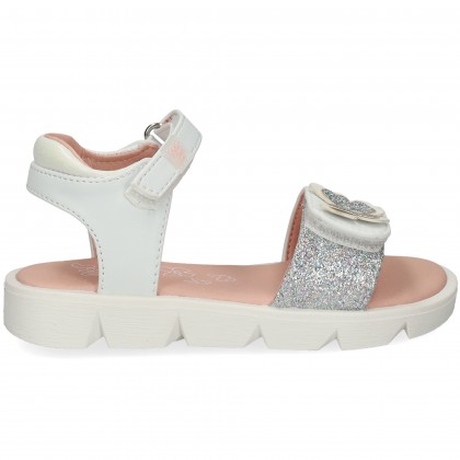 SANDALIA MARIPOSA PIEL+GLITER BLANCO