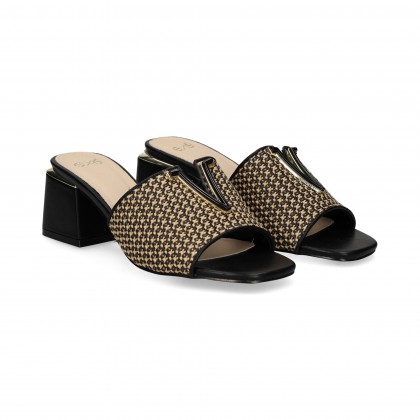 PALA CORTE RAFIA BLACK+BEIGE