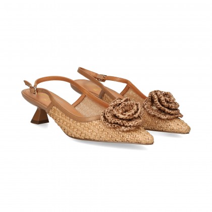 SIN TALON FLOR RAFIA CAMEL