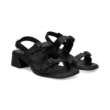 SANDALIA 3 HEBILLAS PIEL NEGRO