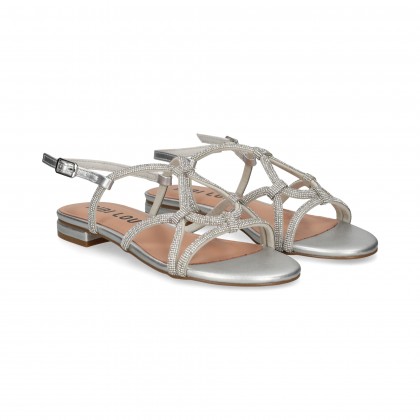 SANDALIA STRASS ENTRELAZADA PLATA