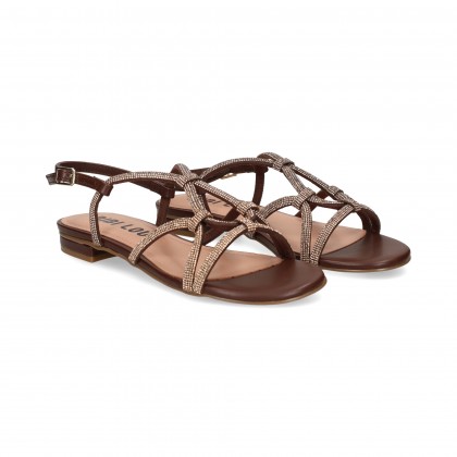 SANDALIA STRASS ENTRELAZADA MARRON