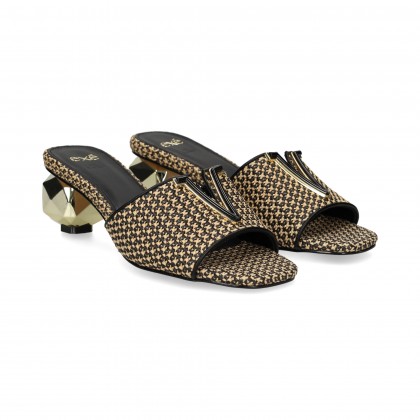 PALA CORTE RAFIA NEGRO+BEIGE