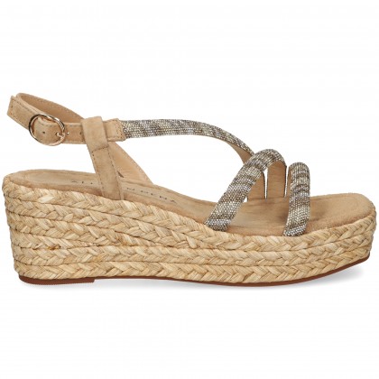 SANDALIA TIRAS MULTI STRASS ANTE BEIGE Sand