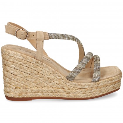 SANDALIA TIRAS MULTI STRASS ANTE BEIGE Sand