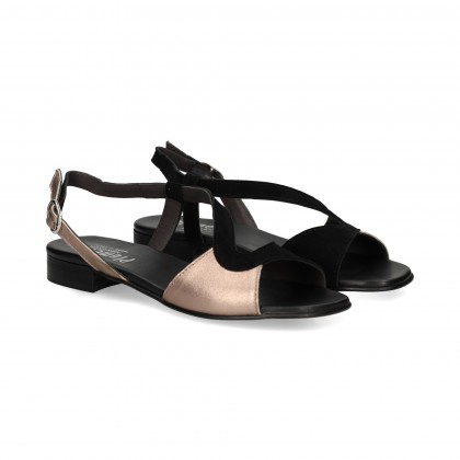 ONDA METAL BRONCE SANDALIA ANTE NEGRO/BRONCE