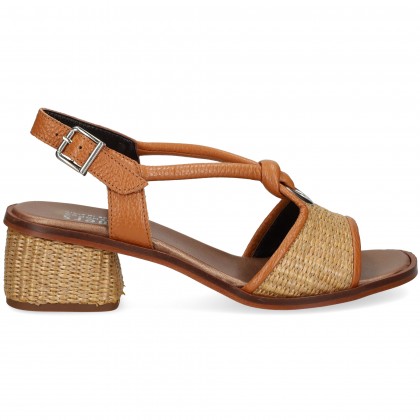 SANDALIA RAFIA+PIEL CUERO LEATHER