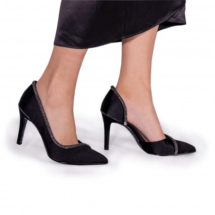 ABIERTO 1 LADO SATIN NEGRO/STRASS BLACK