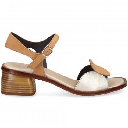 SANDALIA CIRCULOS PLATINO+ANTE CUERO LEATHER