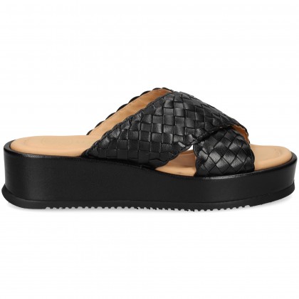 PALA CRUZADA PIEL TRENZADA NEGRO PRETO