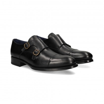 MOCASIN DOBLE HEBILLAS NEGRO