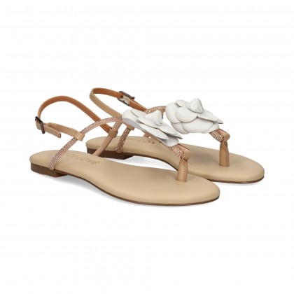 ESCLAVA FLOR BLANCO PIEL BEIGE