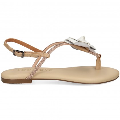 ESCLAVA FLOR BLANCO PIEL BEIGE C2 SAND/WHITE