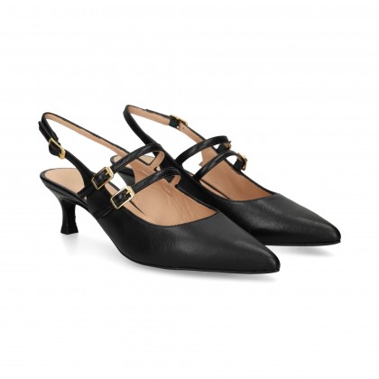 SIN TALON 2 HEBILLAS PIEL NEGRO