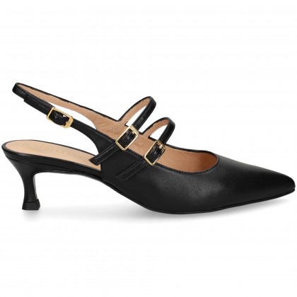 SIN TALON 2 HEBILLAS PIEL NEGRO BLACK