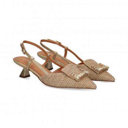 SIN TALON APLIQUE RAFIA CAMEL