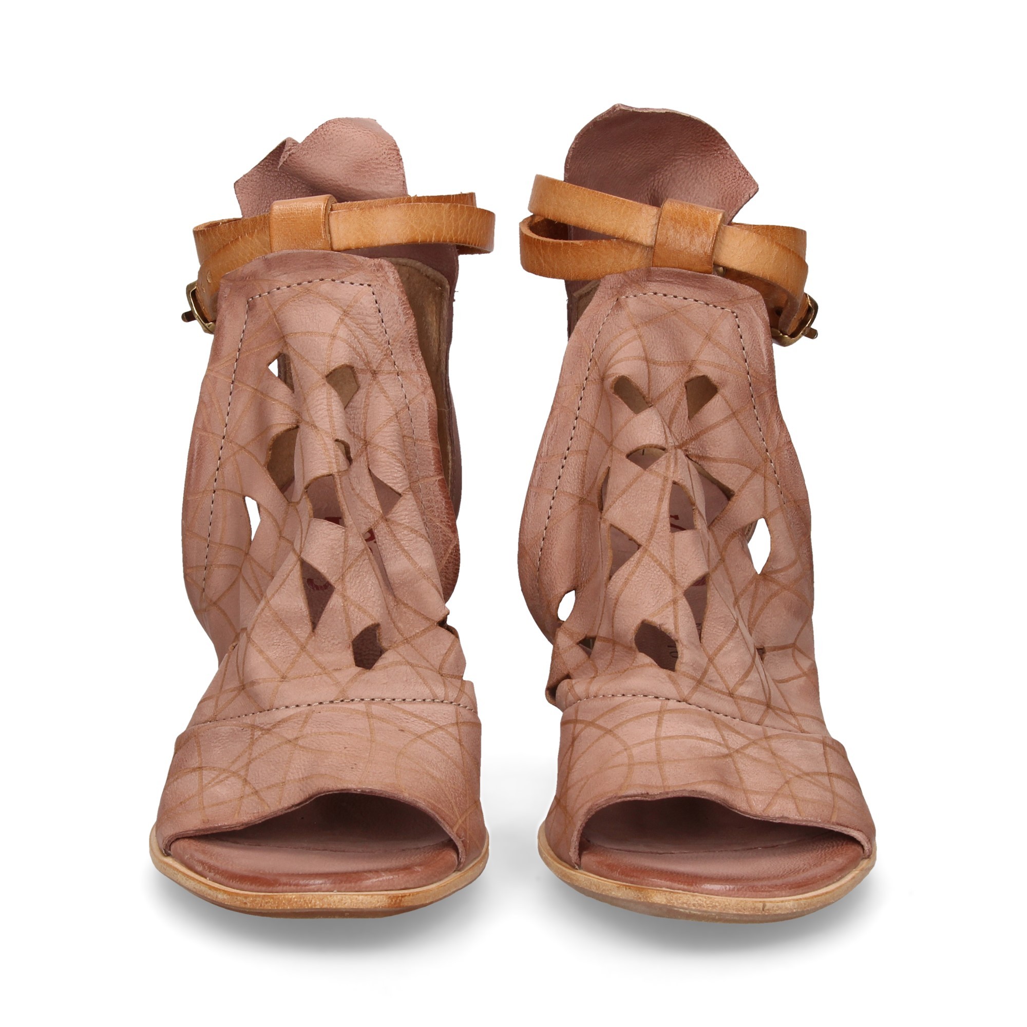 SANDALE TALON CREUX COU-DE-PIEDS À TALON CREUX FRETWORK ROSE