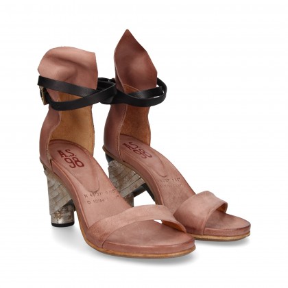 PINK LEATHER GILDA HEEL SANDAL