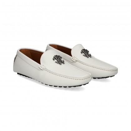 MOCASIN LOGO EMPEINE REPTIL BLANCO
