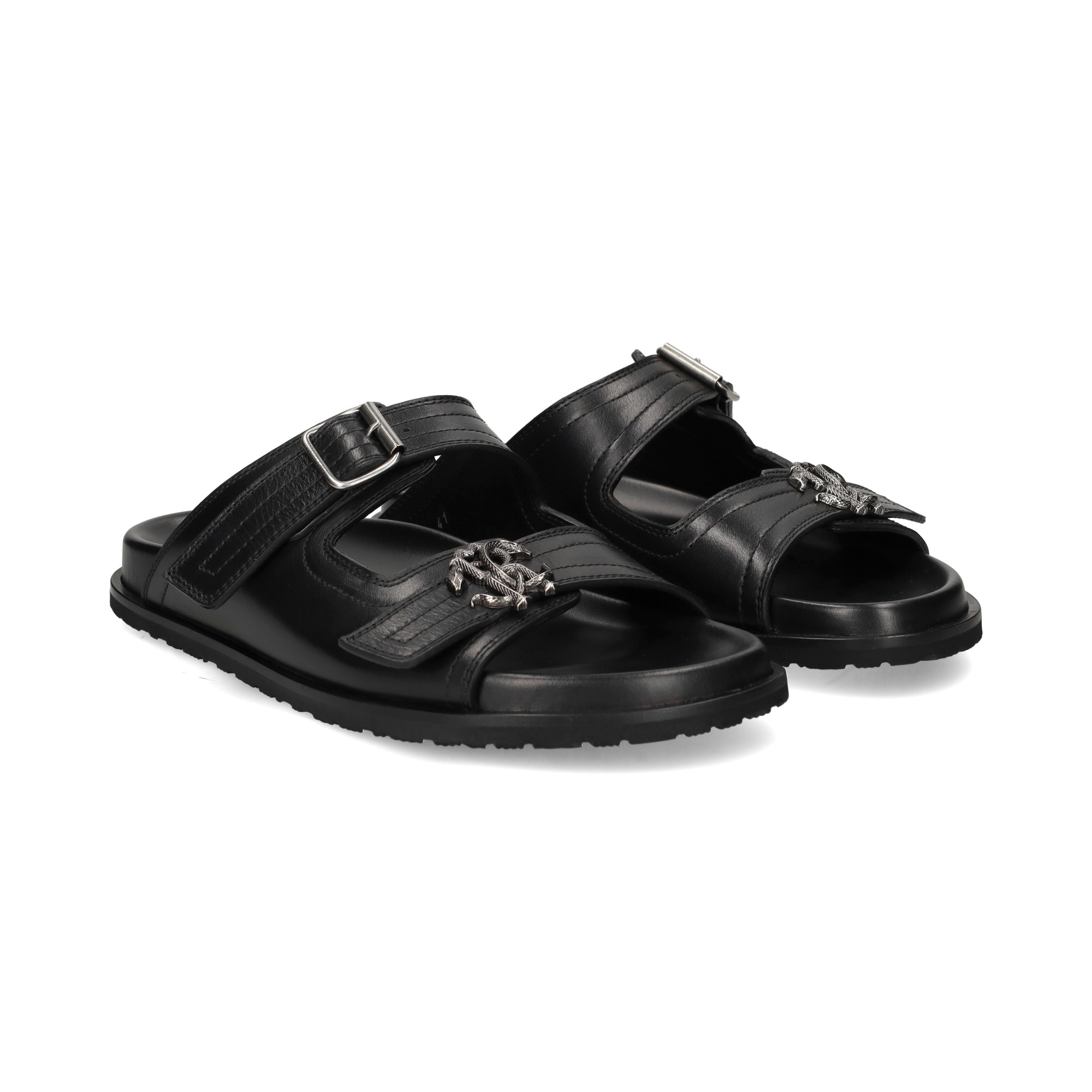 sandalia-2-tiras-logo-hebilla-negro