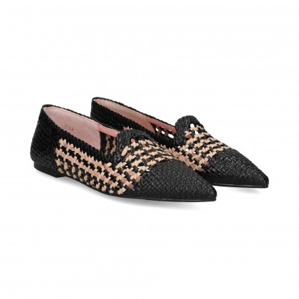 BAILARINA COPETE TRENZADA BEIGE+NEGRO