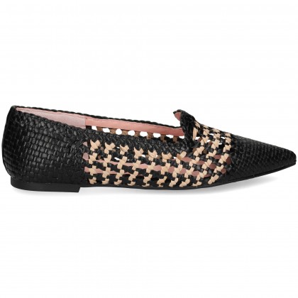 BAILARINA COPETE TRENZADA BEIGE+NEGRO NERO