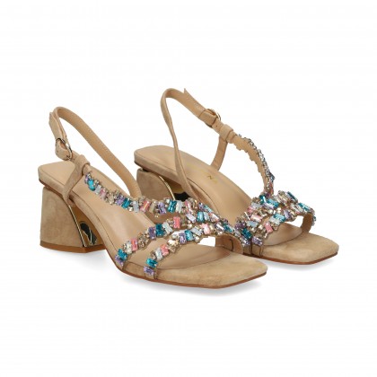 SANDALIA TIRA EMPEINE MULTI ANTE BEIGE