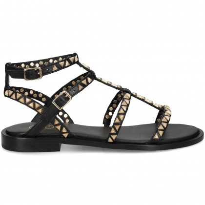 SANDALIA BEBE GILDA TACHAS ORO+NEGRO 001 SCHWARZ