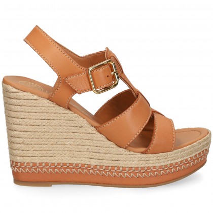 SANDALIA PLATAFORMA BEBE PIEL CUERO Canela