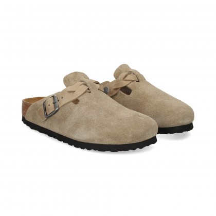 ZUECO CON TRENZA ANTE BEIGE 