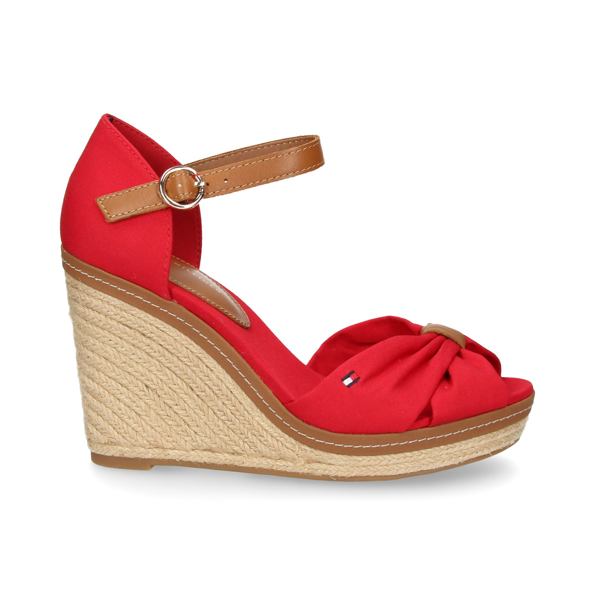 WEDGE SANDAL SANGLES DE JUTE SANGLES CROISÉES TEXTI SANGLES TEXTI ROUGE