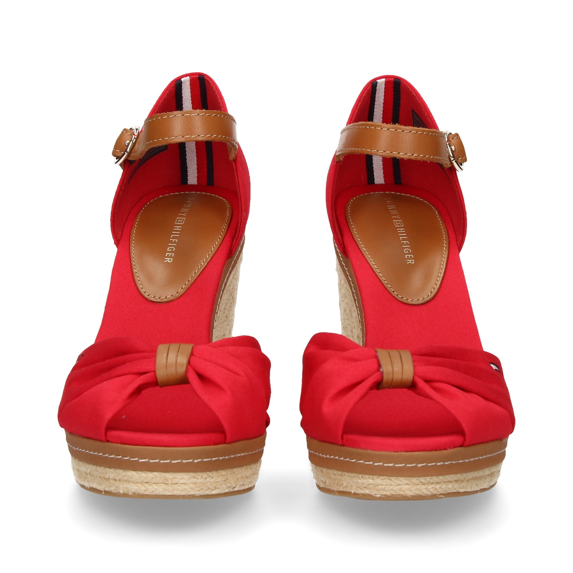 WEDGE SANDAL SANGLES DE JUTE SANGLES CROISÉES TEXTI SANGLES TEXTI ROUGE