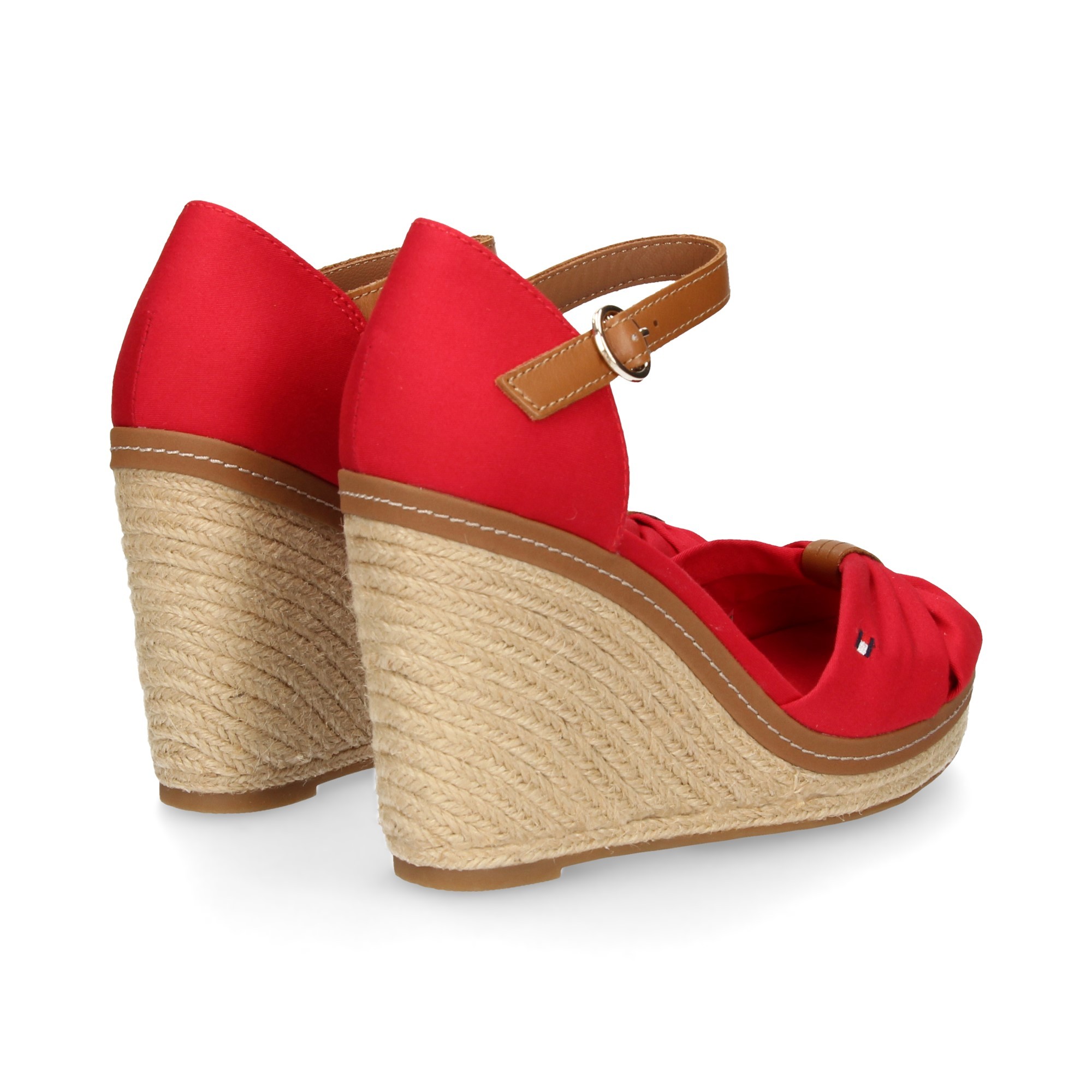 WEDGE SANDAL SANGLES DE JUTE SANGLES CROISÉES TEXTI SANGLES TEXTI ROUGE