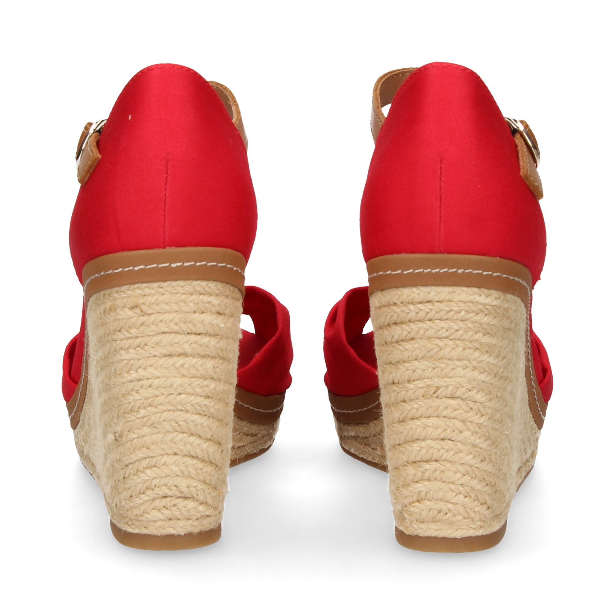 WEDGE SANDAL SANGLES DE JUTE SANGLES CROISÉES TEXTI SANGLES TEXTI ROUGE