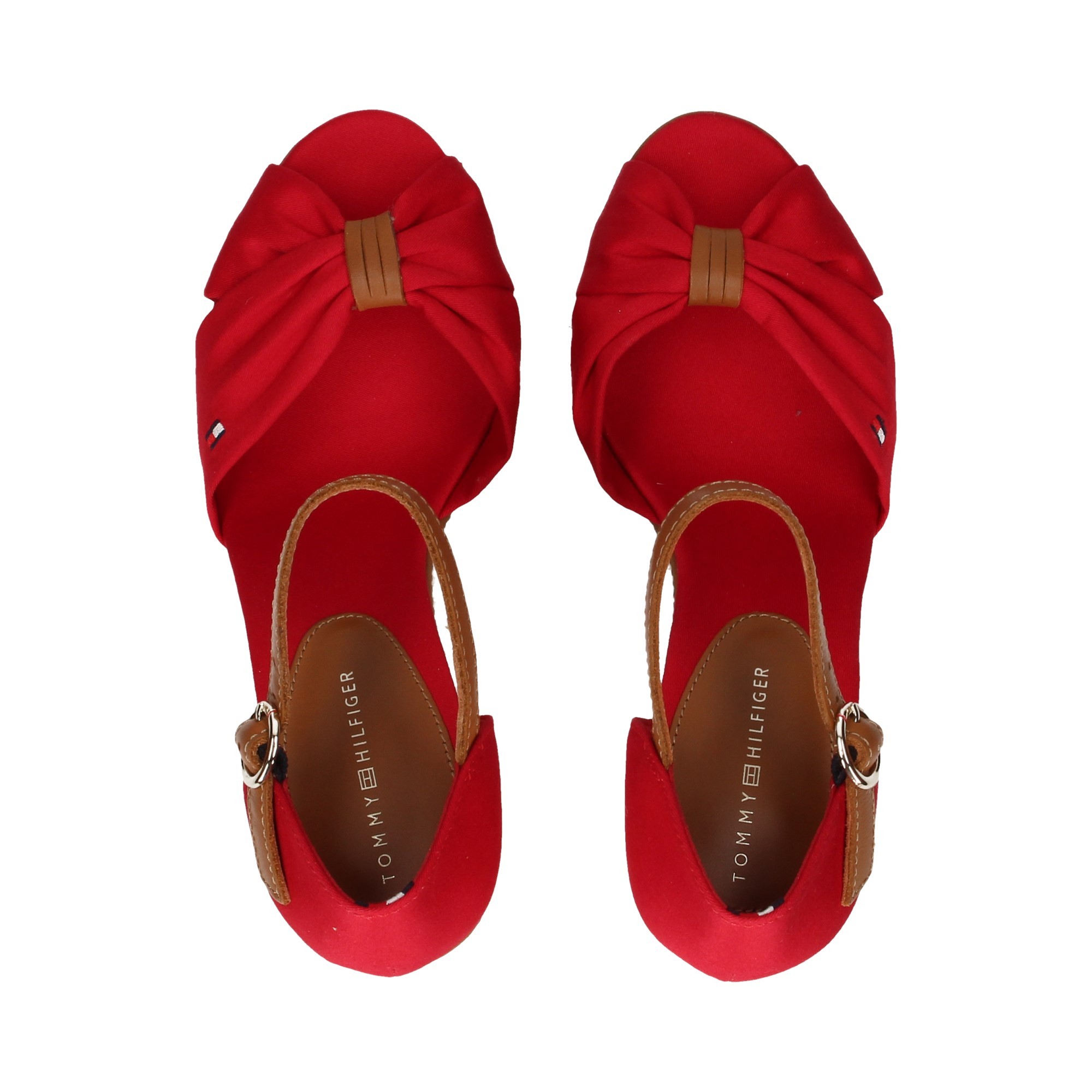 WEDGE SANDAL SANGLES DE JUTE SANGLES CROISÉES TEXTI SANGLES TEXTI ROUGE