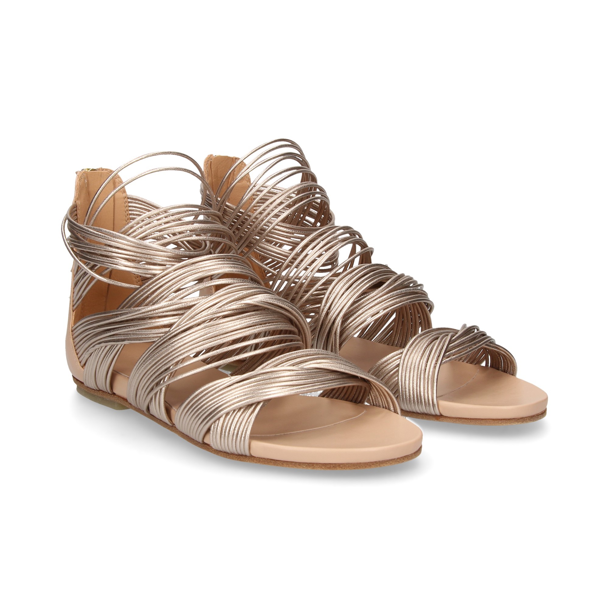 SANDALE MILLE BEIGE SANGLES CROISÉES EN CUIR BEIGE