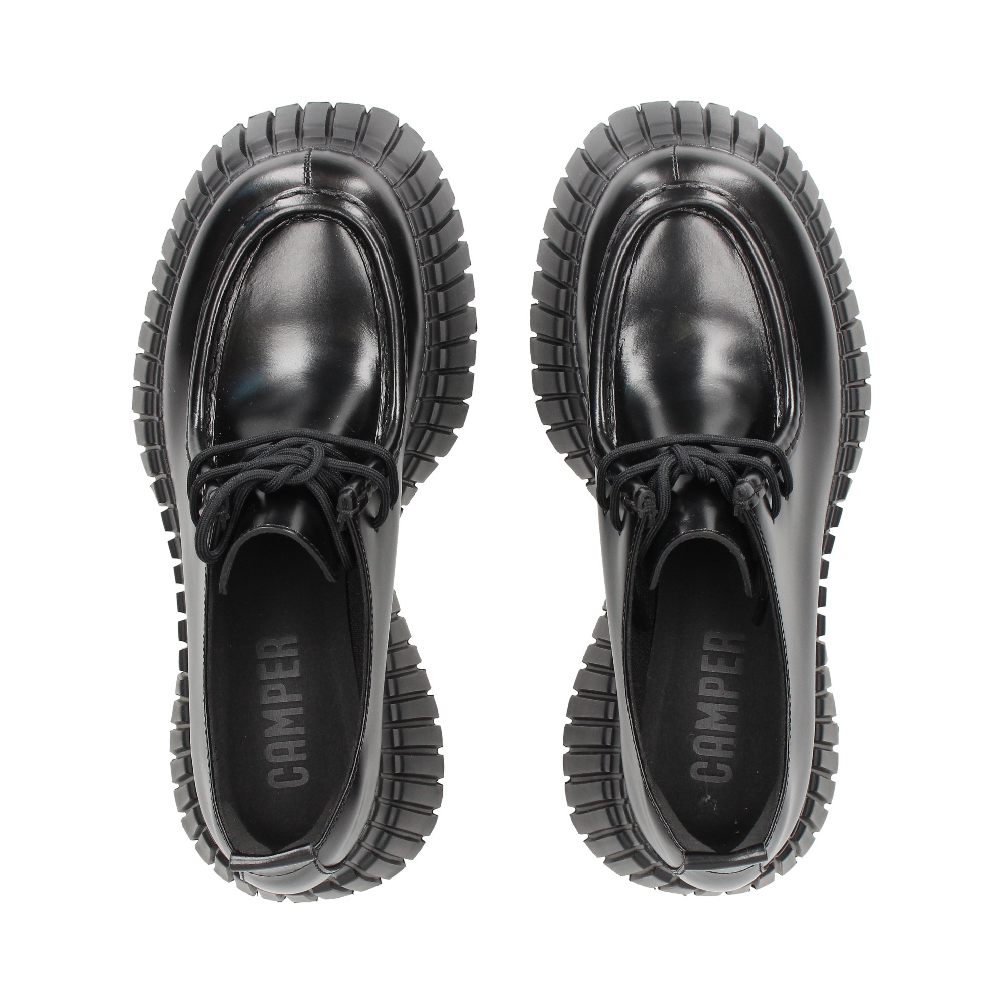 Camper BCN Stringate Donna – Pelle Sostenibile, Suola Platform 6,6cm, Nero, 37